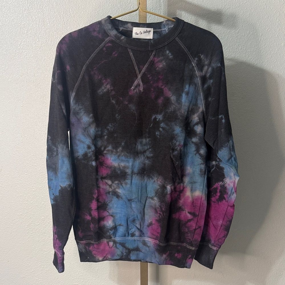 The Nu Vintage- Tie-Dye Crewneck Sweater - Black, Blue, Pink- Small-NEW